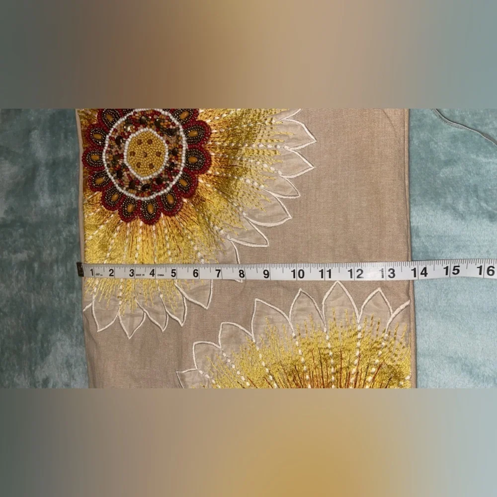 Pier 1 Sunflower Jacquard & Beaded Boudoir Pillow Cover